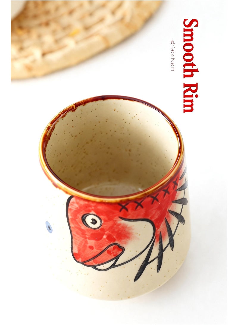 ROOMTONE Set Of 4 Coffee Cups, Tea Cups, Ceramic Cups Set, Lovely Cups, Janpanese Style, 150ml - Image 5